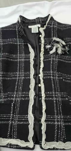 I.C.E. Blazer Woman's Long Sleeve Jacket Casual Coat White Black Size 8 - Thumbnail 3