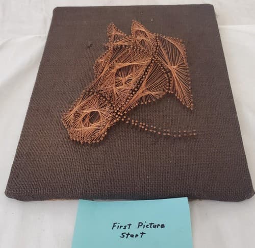 Vintage Horse Head Art Copper Wire Nail Art Canvas - Image 1