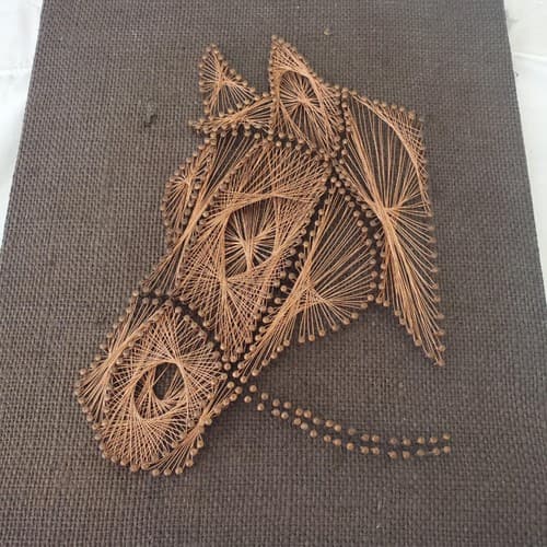 Vintage Horse Head Art Copper Wire Nail Art Canvas - Thumbnail 2