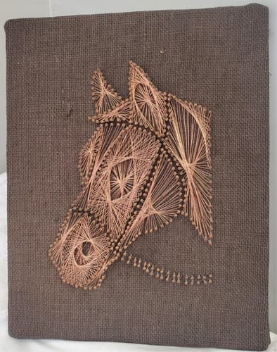 Vintage Horse Head Art Copper Wire Nail Art Canvas - Thumbnail 3