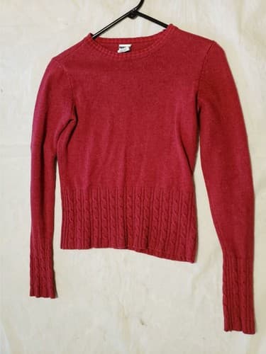 Tommy Hilfiger Jeans Red Maroon Round Neck Sweater Women's Long Sleeve Size L - Image 1