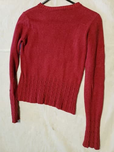 Tommy Hilfiger Jeans Red Maroon Round Neck Sweater Women's Long Sleeve Size L - Thumbnail 3