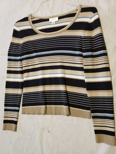Ann Taylor Loft Womens Striped Multicolor Round Neck Pullover Size Small Sweater - Image 1