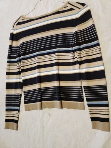 Ann Taylor Loft Womens Striped Multicolor Round Neck Pullover Size Small Sweater - Thumbnail 3