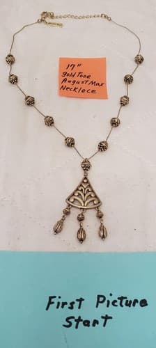 17" Vintage August Max Beaded Necklace With Dangly Pendant - Image 1
