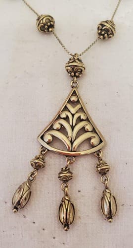 17" Vintage August Max Beaded Necklace With Dangly Pendant - Thumbnail 4