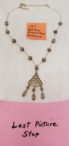 17" Vintage August Max Beaded Necklace With Dangly Pendant - Thumbnail 5