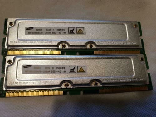 2 Used Samsung MR16R1628AF0-CM8 256MB PC800-40 RDRAM NR355 - Image 1