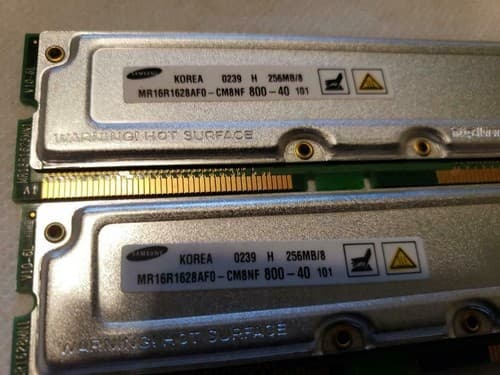 2 Used Samsung MR16R1628AF0-CM8 256MB PC800-40 RDRAM NR355 - Thumbnail 2