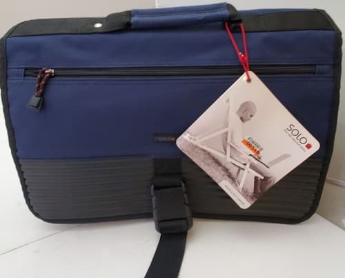 SOLO New York Briefcase Messenger Bag for Laptop - Black/Blue - Image 1