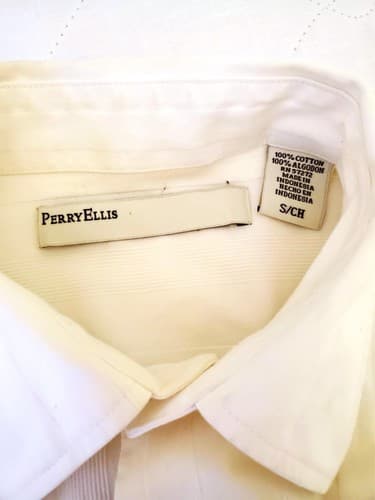 Perry Ellis White Men's Long Sleeve Dress Shirt - Thumbnail 3