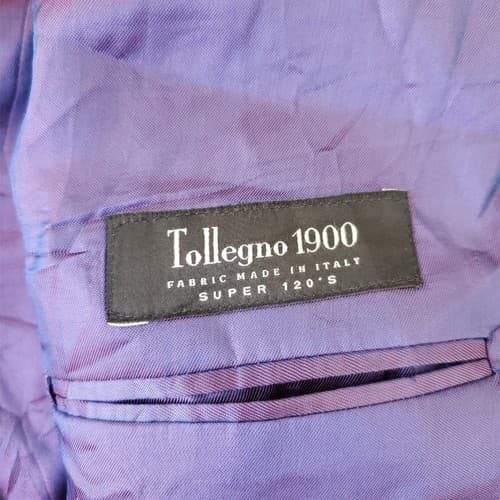 Tollegno 1900 Men's Black Wool Long Sleeve Lined Two-Button Suit Blazer 60 53.5L - Thumbnail 4