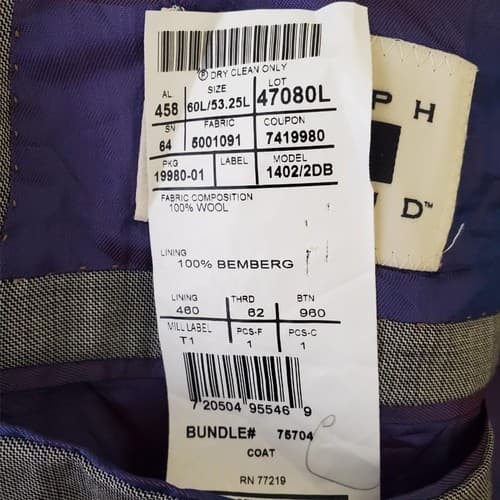 Tollegno 1900 Men's Black Wool Long Sleeve Lined Two-Button Suit Blazer 60 53.5L - Thumbnail 8