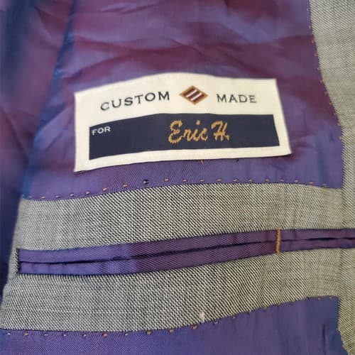 Tollegno 1900 Men's Black Wool Long Sleeve Lined Two-Button Suit Blazer 60 53.5L - Thumbnail 5