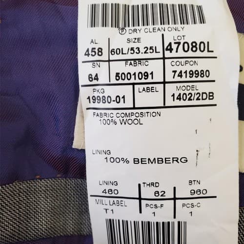 Tollegno 1900 Men's Black Wool Long Sleeve Lined Two-Button Suit Blazer 60 53.5L - Thumbnail 9