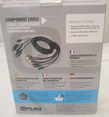 Play Universal HD Component Cable for PS3 XBox360 Wii Power Chords - Thumbnail 3