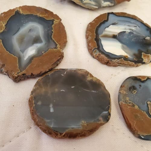 Collection of Natural Beautiful Agate Geode Druzy Slices - Thumbnail 5
