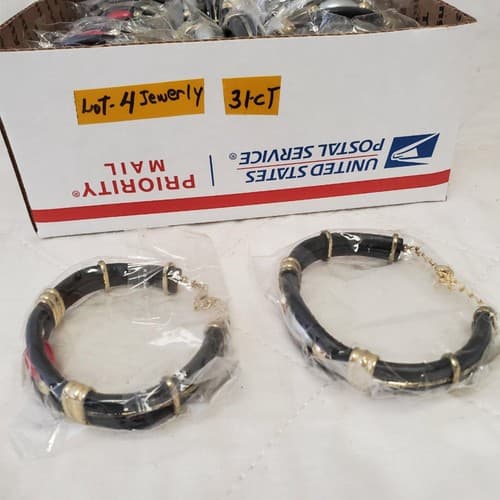 Lot of 31 Crystal Cabochon Mixed Metal Black Braided Leather Bracelet LOT-4 - Thumbnail 4