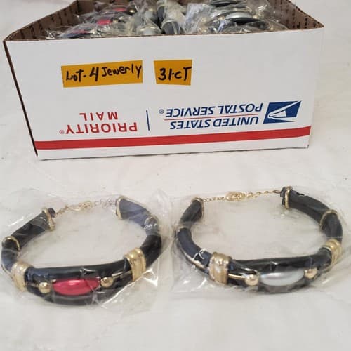 Lot of 31 Crystal Cabochon Mixed Metal Black Braided Leather Bracelet LOT-4 - Thumbnail 3