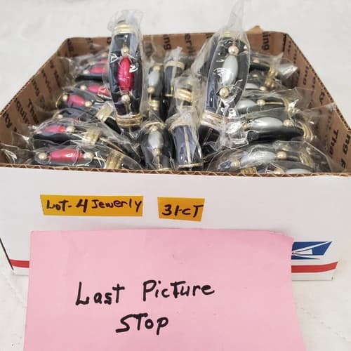 Lot of 31 Crystal Cabochon Mixed Metal Black Braided Leather Bracelet LOT-4 - Thumbnail 7