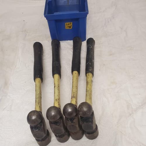 Lot of 4 Heavy Duty Ball Peen Hammer Set with Fiberglass Wooden Handle LOT-176 - Thumbnail 6