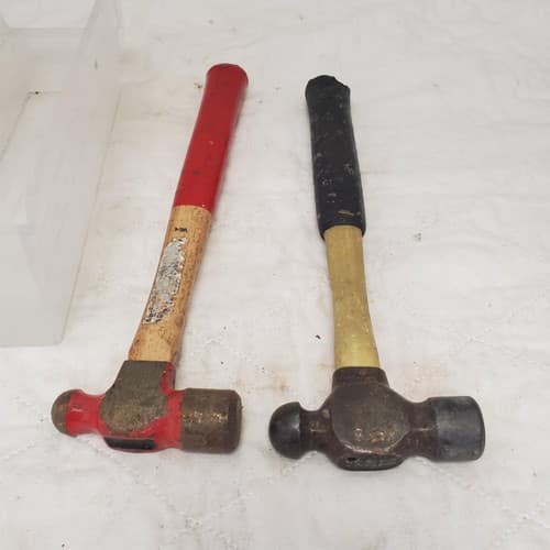 Lot of 2 Assorted Head Ball Pein Hammer with Wood Handle LOT-770 - Thumbnail 6