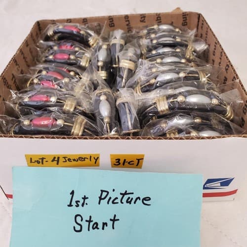 Lot of 31 Crystal Cabochon Mixed Metal Black Braided Leather Bracelet LOT-4 - Image 1