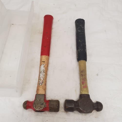 Lot of 2 Assorted Head Ball Pein Hammer with Wood Handle LOT-770 - Thumbnail 4