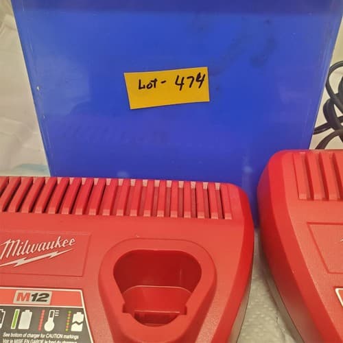 Lot of 4 Milwaukee M12 Battery Chargers Trio Red Units Fast Charging LOT-474 - Thumbnail 4