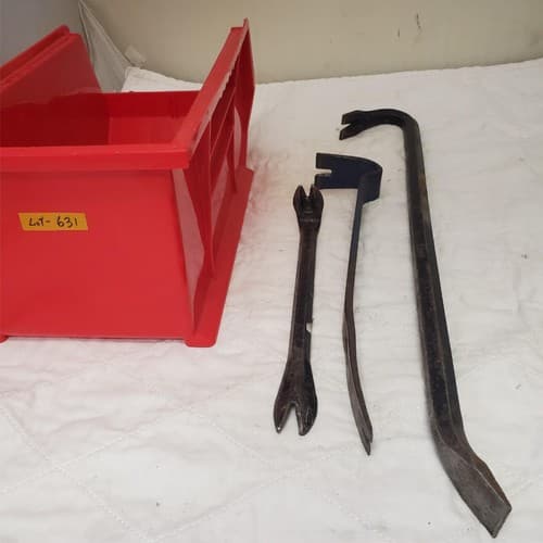 Lot of 3 Heavy Duty Nail Puller and Pry Bar Tool Set LOT-631 - Image 1