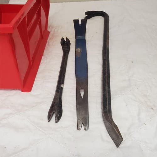 Lot of 3 Heavy Duty Nail Puller and Pry Bar Tool Set LOT-631 - Thumbnail 4