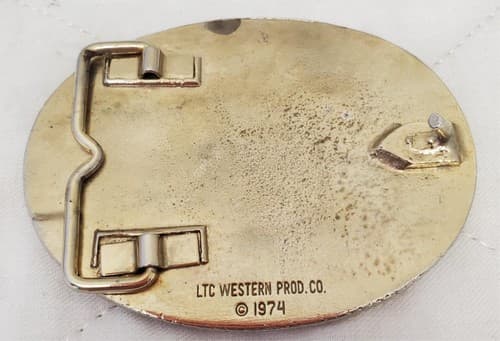 Vintage Gold Tone LTC Western Products Co. 1974 Initial 'S' Belt Buckle - Thumbnail 3