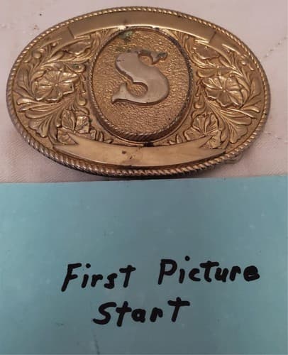 Vintage Gold Tone LTC Western Products Co. 1974 Initial 'S' Belt Buckle - Image 1