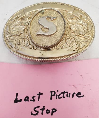 Vintage Gold Tone LTC Western Products Co. 1974 Initial 'S' Belt Buckle - Thumbnail 4
