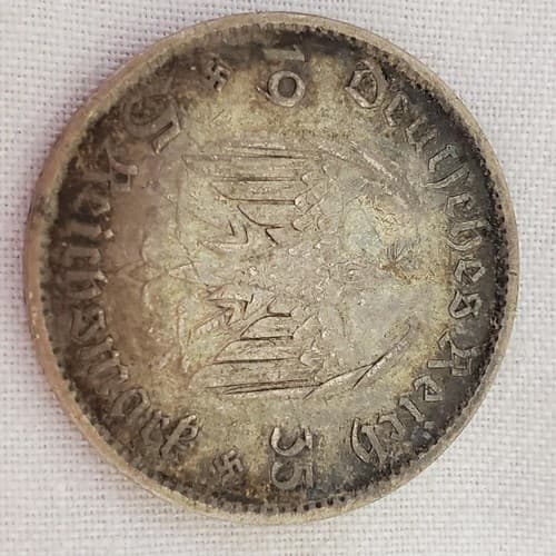 1935 Germany 3 Rd Reich Silver 5 Reichsmark a Km # 83 Ax.F - Thumbnail 3