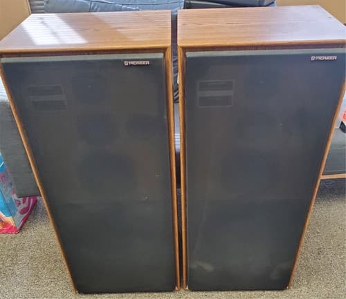 Pair Of Pioneer Colored Vinyl Laminated Wood Floor Speakers - Image 1