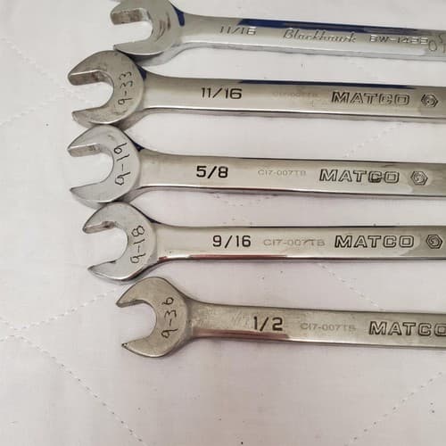 Lot of 6 Assorted Matco & Blackhawk Combination Wrench Set Lot-47 - Thumbnail 4