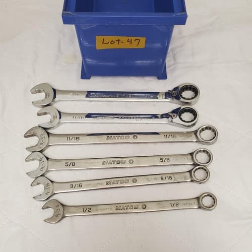 Lot of 6 Assorted Matco & Blackhawk Combination Wrench Set Lot-47 - Image 1