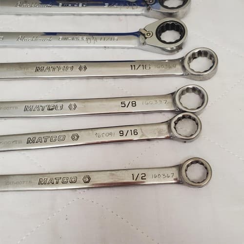 Lot of 6 Assorted Matco & Blackhawk Combination Wrench Set Lot-47 - Thumbnail 5