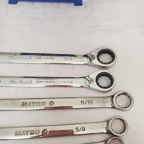 Lot of 6 Assorted Matco & Blackhawk Combination Wrench Set Lot-47 - Thumbnail 8