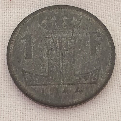 Belgium 1Fr. 1 Franc 1944 KM# 128 Europe Coin - Thumbnail 3