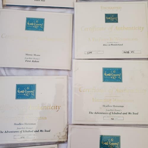 Large Lot of Walt Disney Collection Certificate of Authenticity COA Paperwork - Thumbnail 3