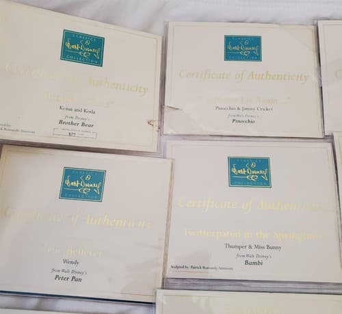 Large Lot of Walt Disney Collection Certificate of Authenticity COA Paperwork - Thumbnail 2