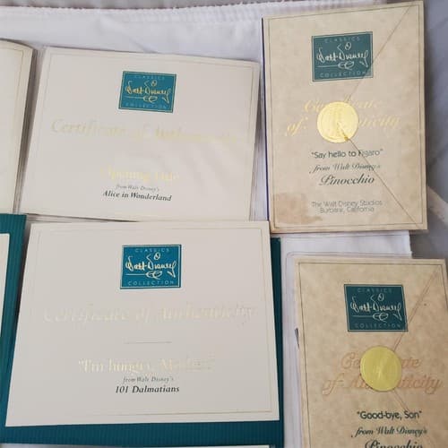 Large Lot of Walt Disney Collection Certificate of Authenticity COA Paperwork - Thumbnail 8