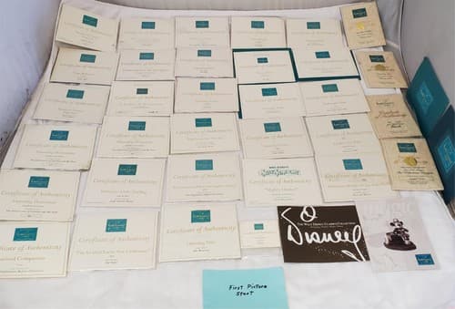 Large Lot of Walt Disney Collection Certificate of Authenticity COA Paperwork - Image 1