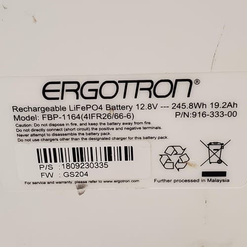 Ergotron FBP-1164 Rechargeable LiFe PO4 Battery 12.8V - Thumbnail 12