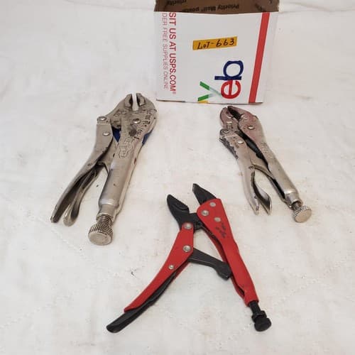 Lot of 3 Blue Point Red & Vise Grip Adjustable Locking Grip Pliers LOT-663 - Thumbnail 3