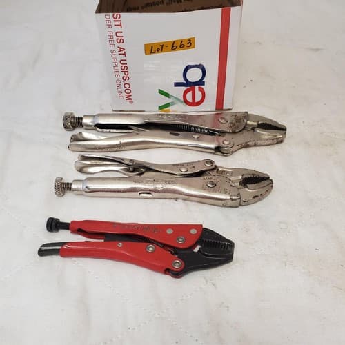 Lot of 3 Blue Point Red & Vise Grip Adjustable Locking Grip Pliers LOT-663 - Thumbnail 7