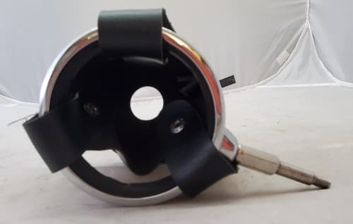 Used Black Leather and Metal Motorcycle Cup Holder - Image 1