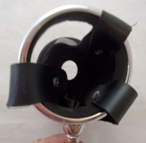 Used Black Leather and Metal Motorcycle Cup Holder - Thumbnail 4